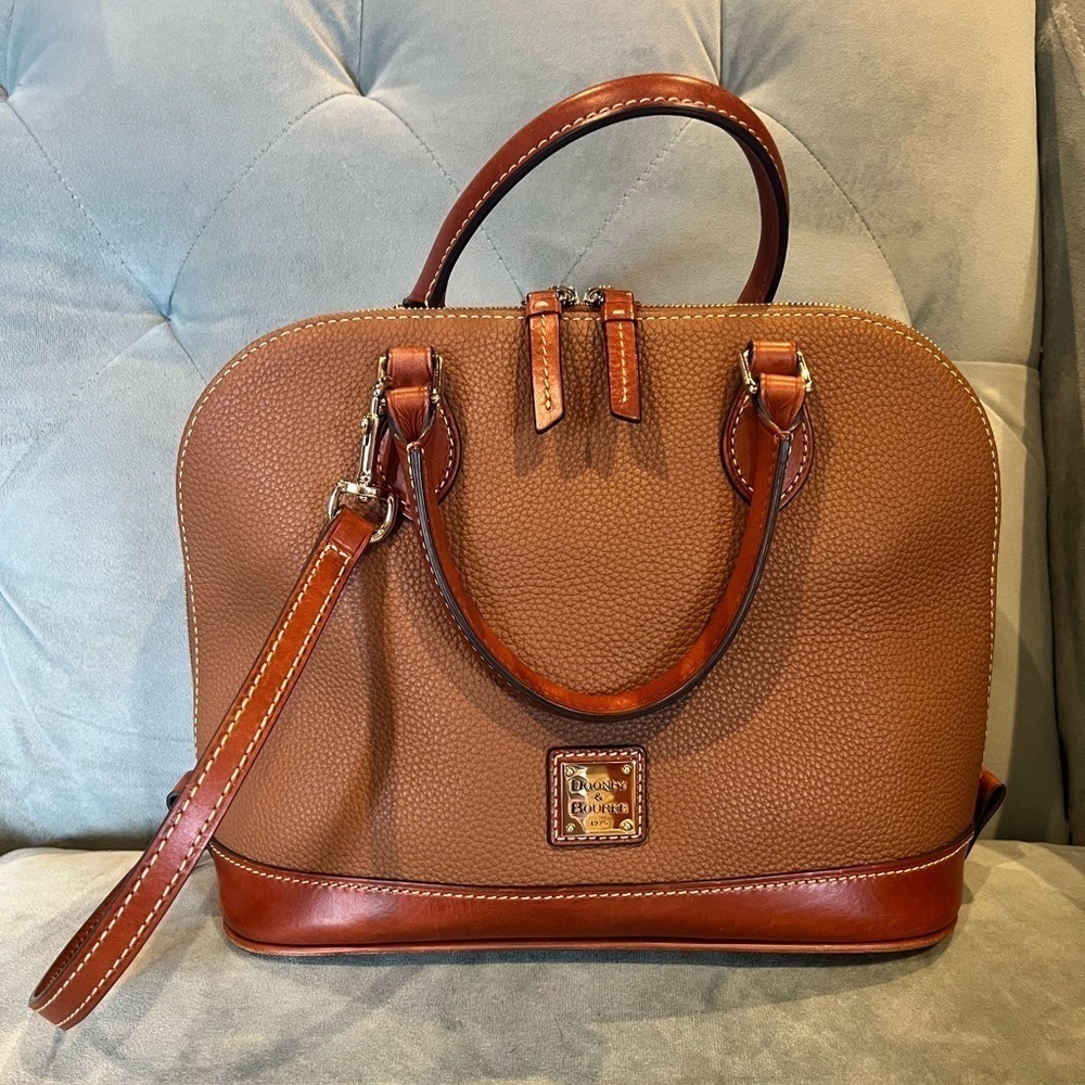 Dooney & Bourke Brown Leather Zip top Satchel